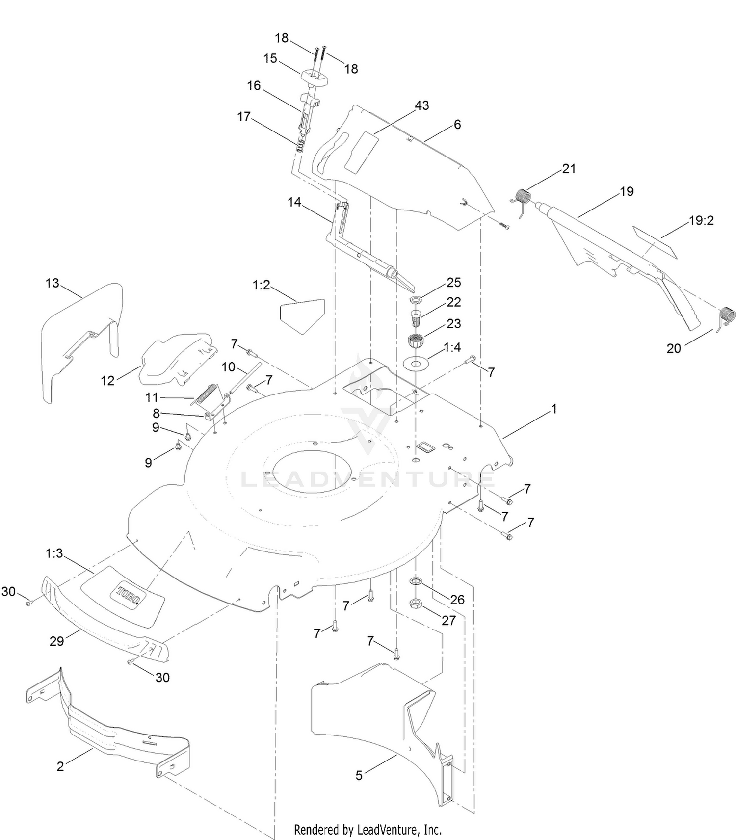 Deck, Side Chute and Rear Door Assembly