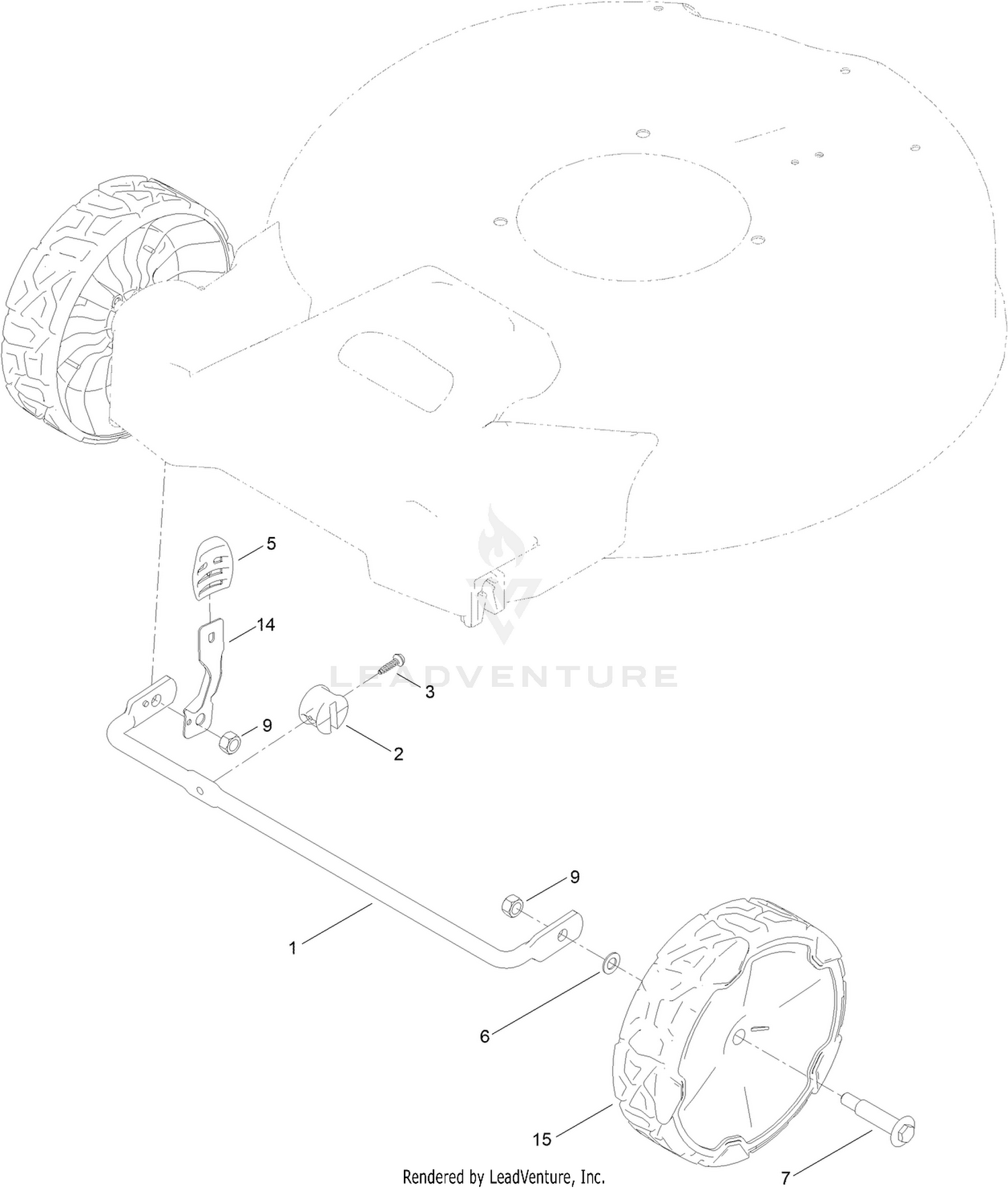 Front Wheel and Height-of-Cut Assembly
