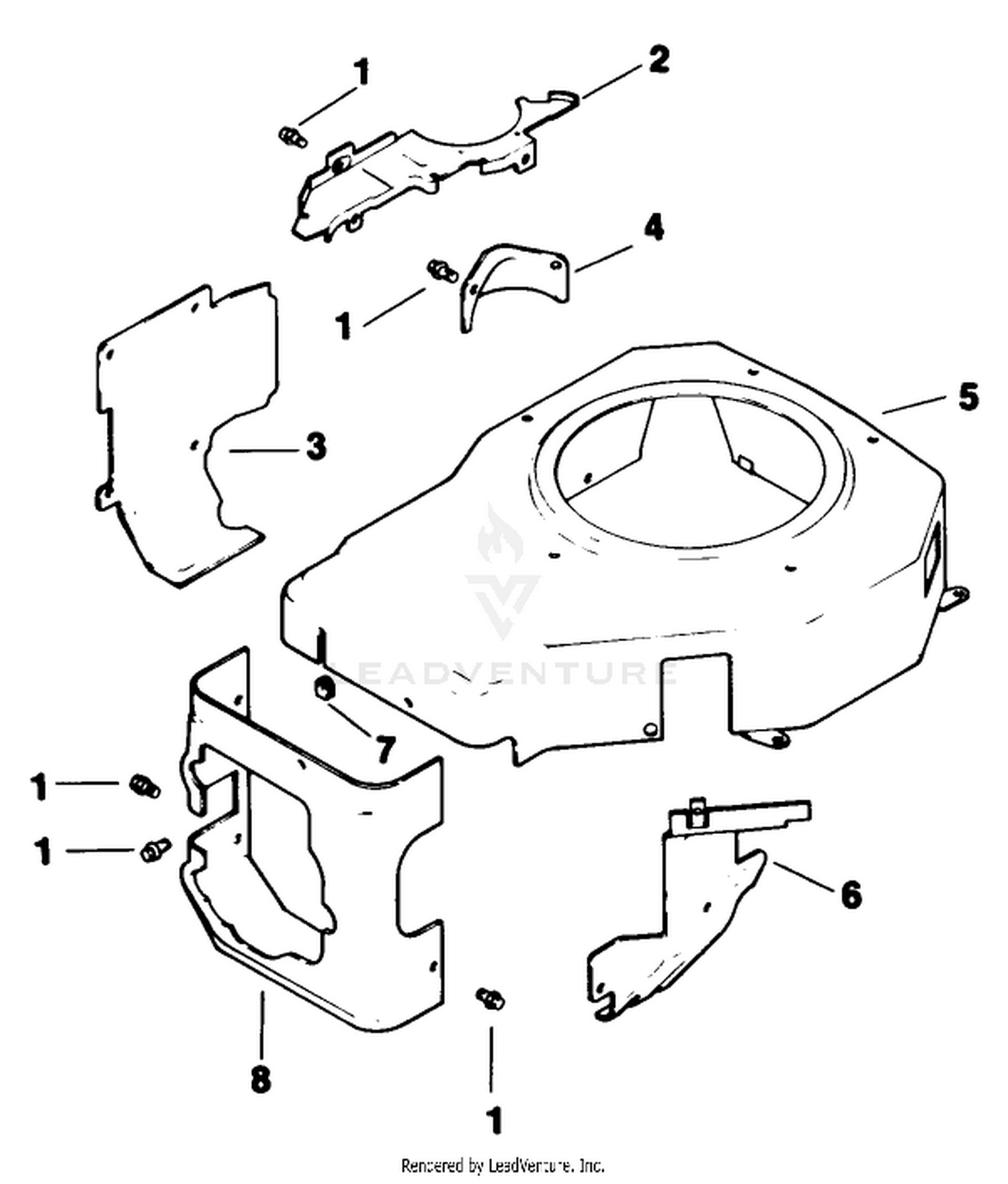Blower Housing  Baffles-Engine Kohler Model Cv12.5t Spec. No. 1254