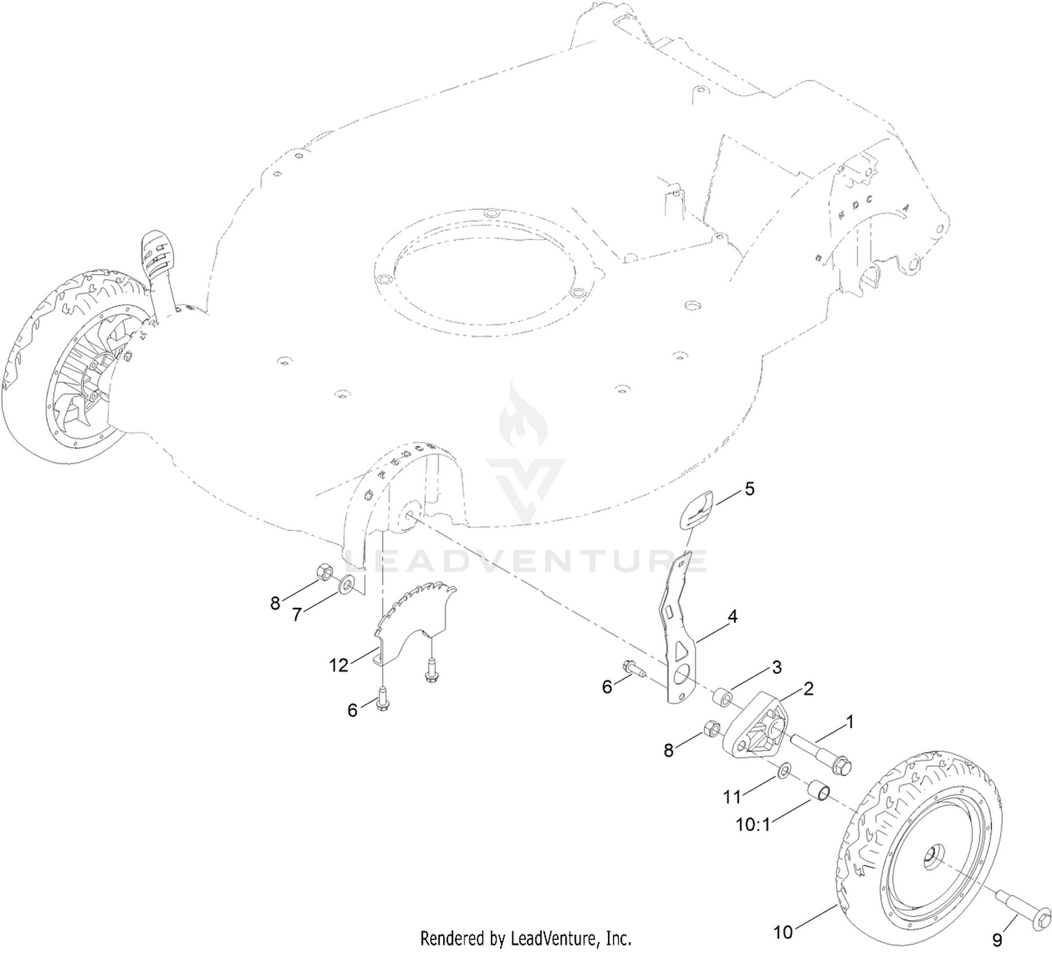 Front Wheel and Height-of-Cut Assembly