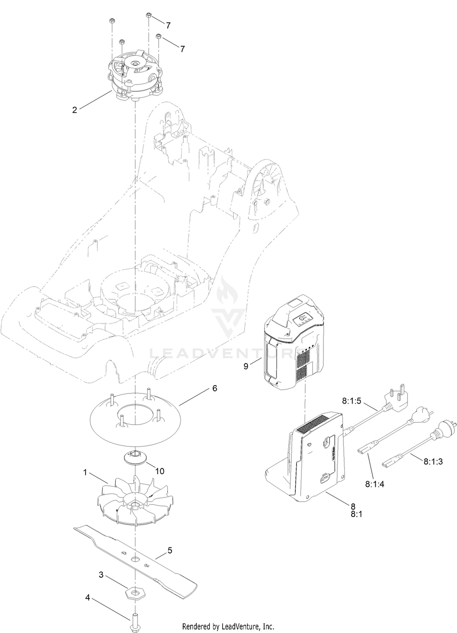 Motor, Battery and Blade Assembly