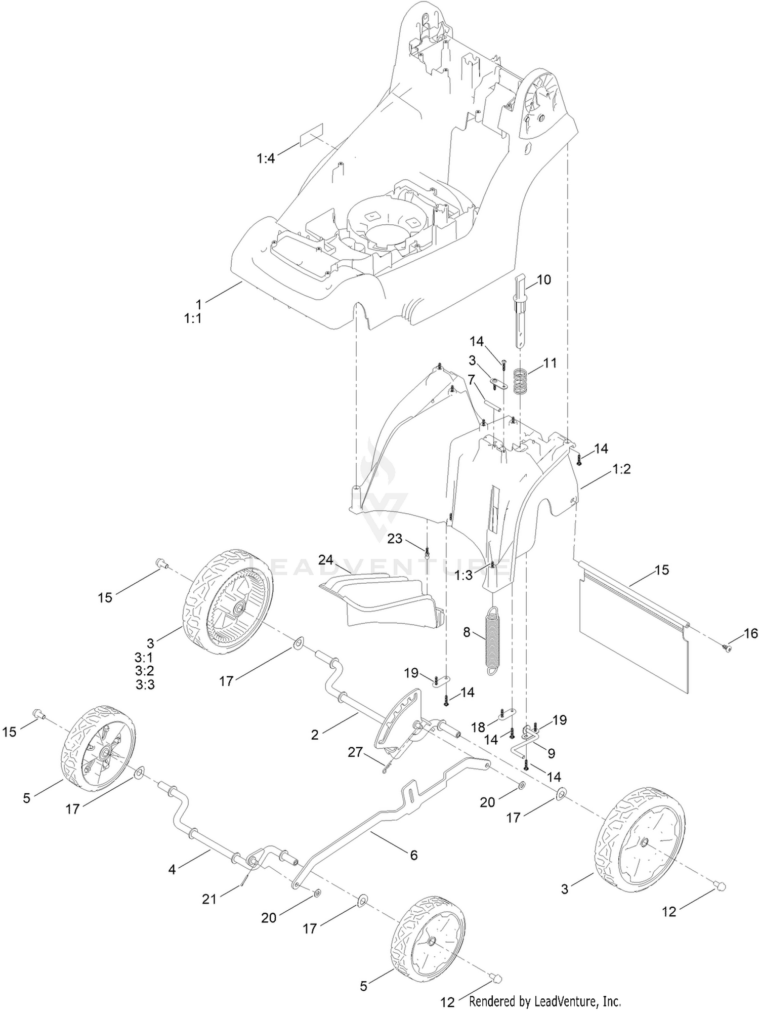 Traction and Height-of-Cut Assembly