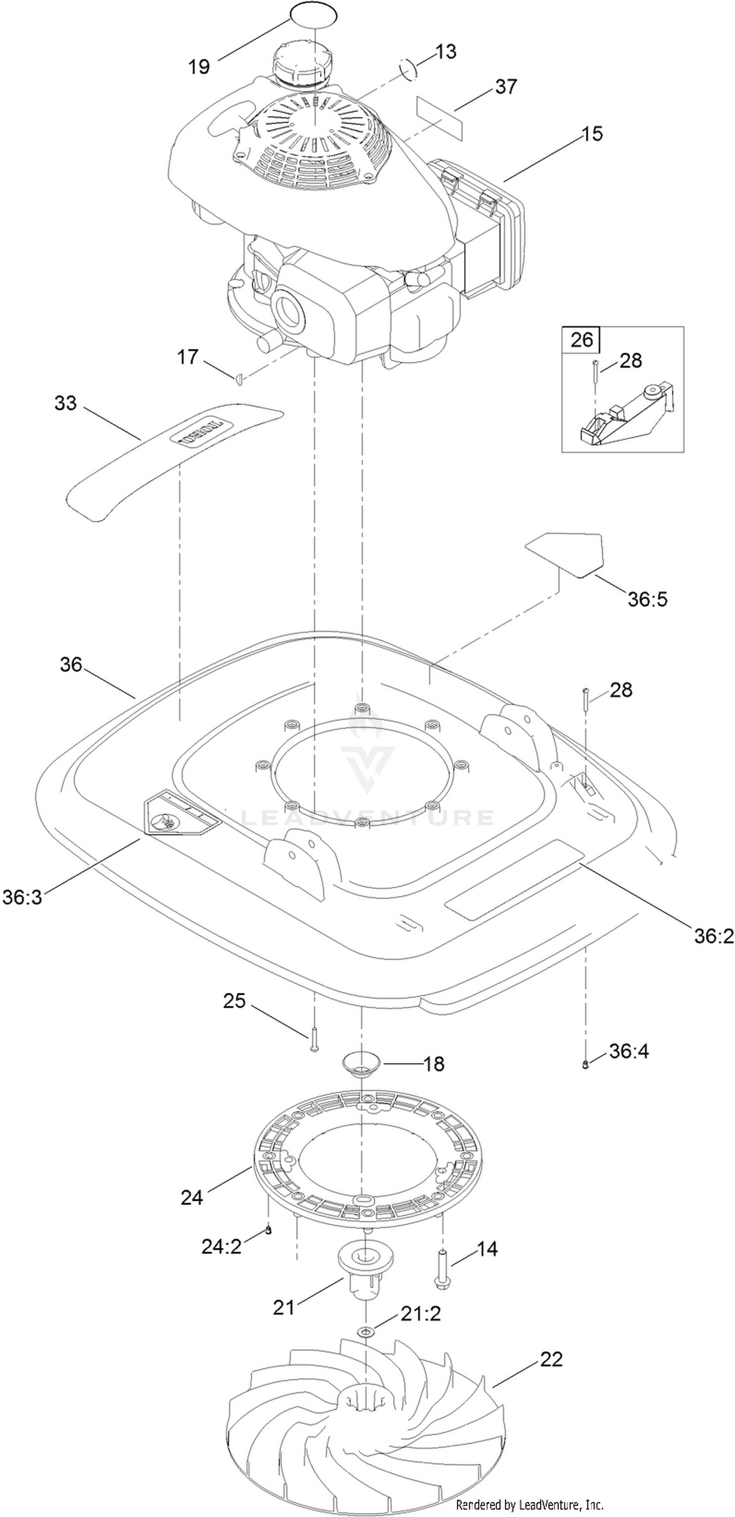 Engine and Impeller Assembly