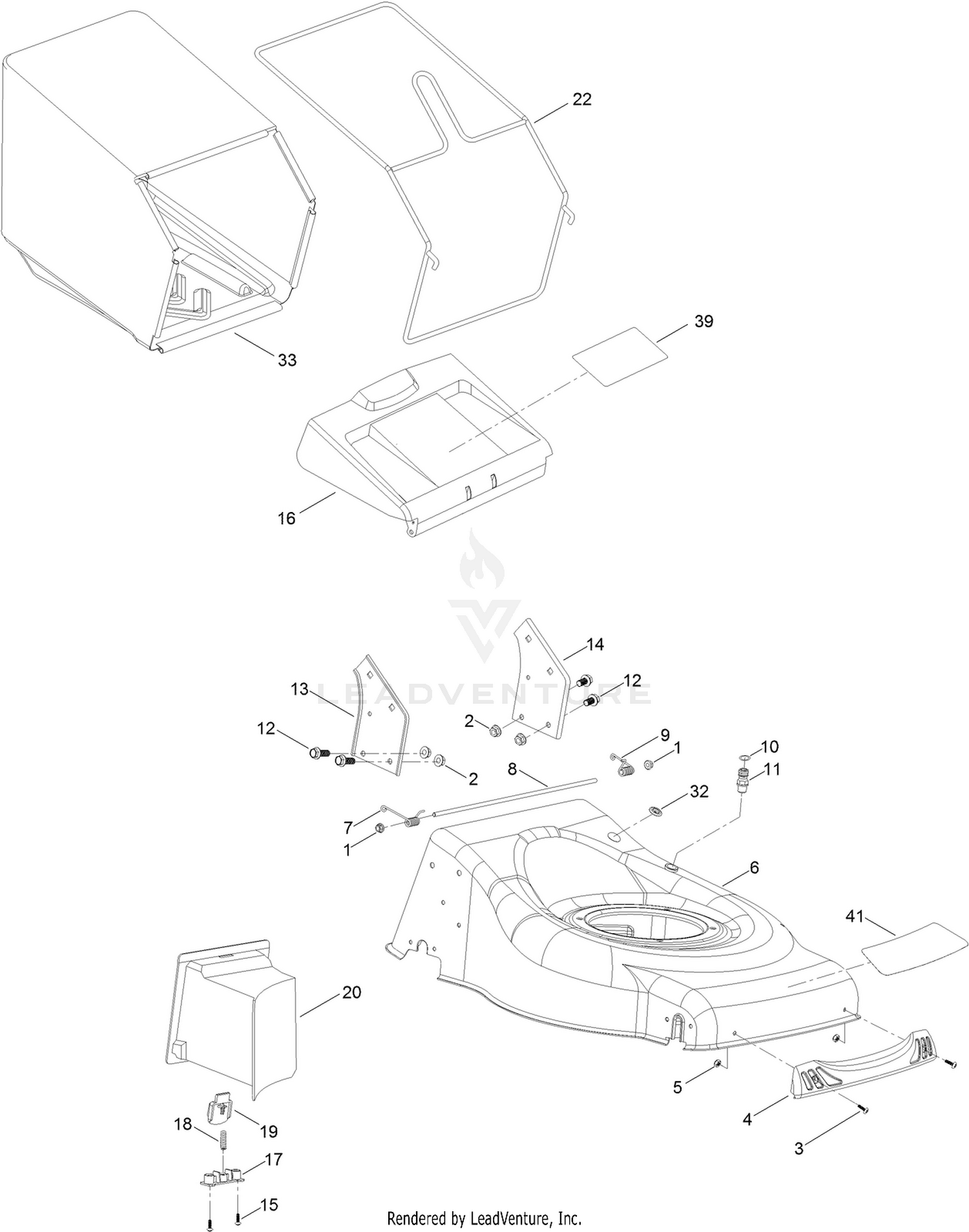 Deck and Grass Bag Assembly