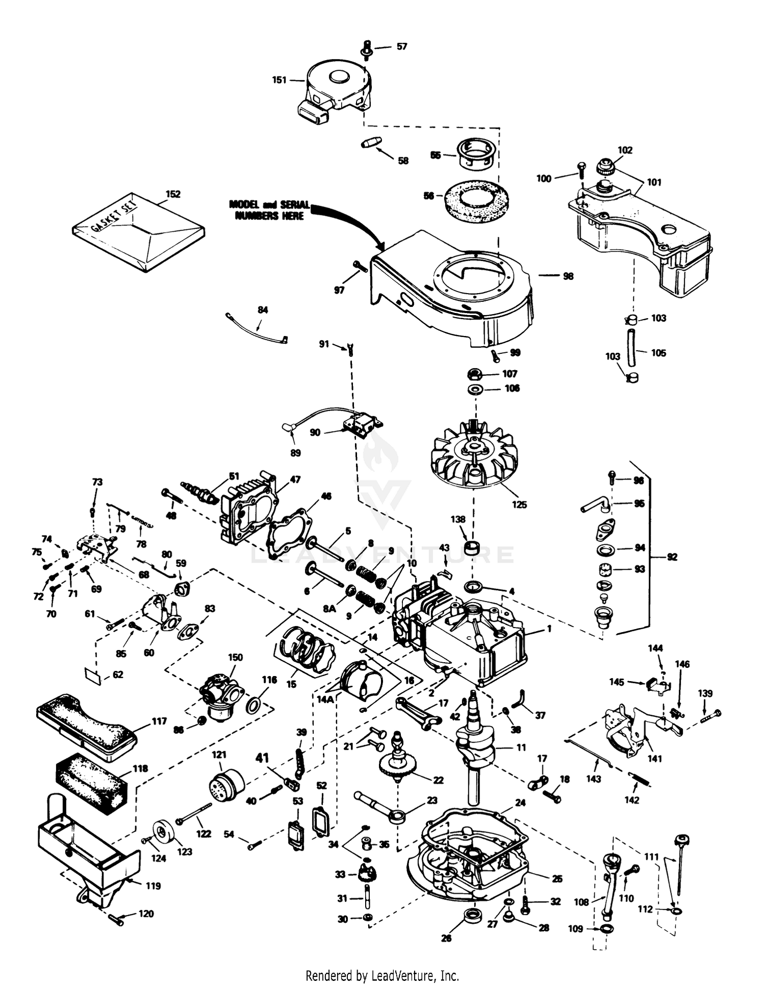 Engine Tecumseh Model No. Tvs100-44001
