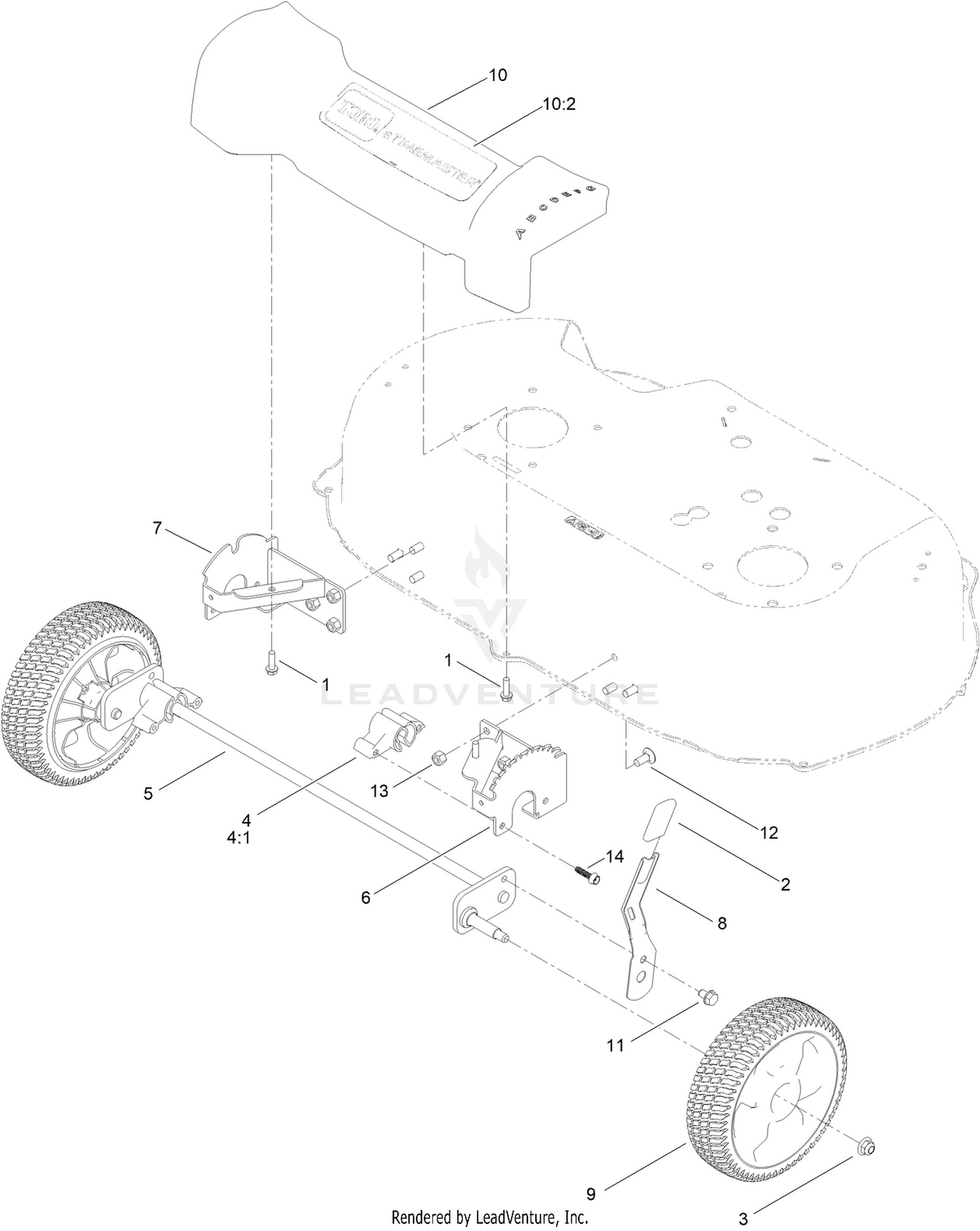 Front Wheel and Height-of-Cut Assembly