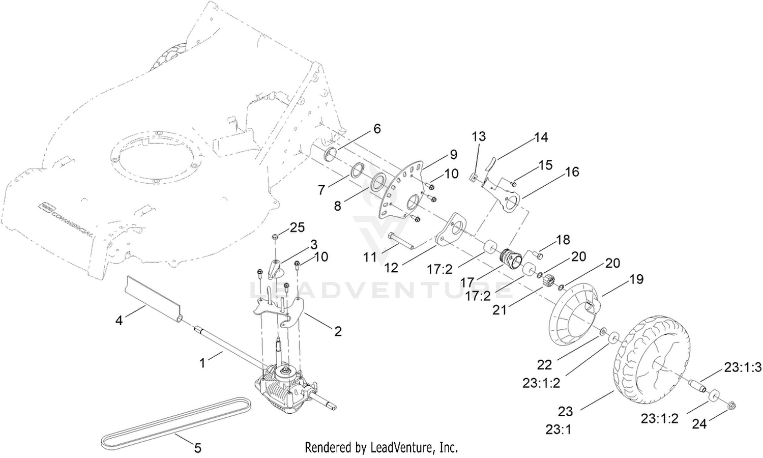 Rear Wheel and Height-of-Cut Assembly