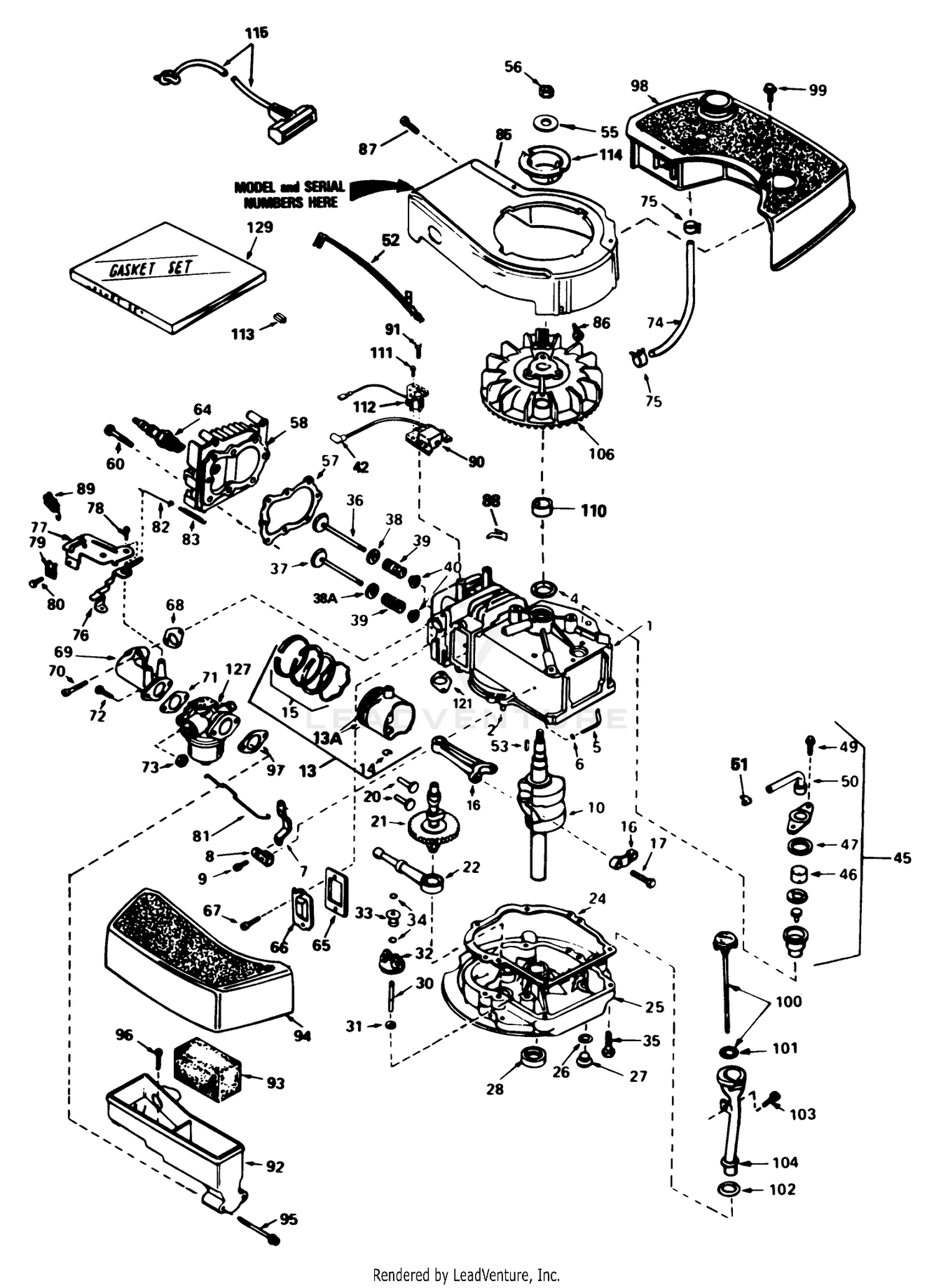 Engine Tecumseh Model No. Tnt100-10098e
