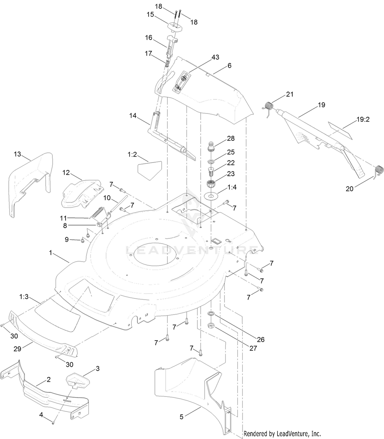 Deck, Side Chute and Rear Door Assembly