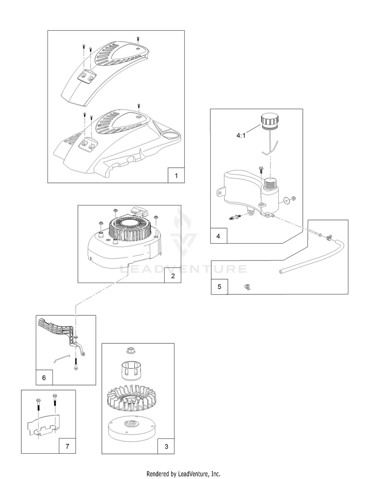 Shroud, Flywheel and Fuel Tank Assembly