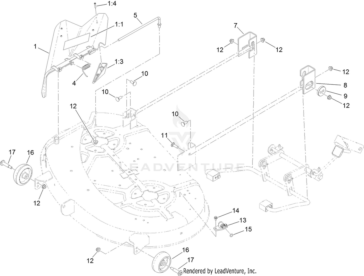 38 Inch Deflector and Hanger Assembly