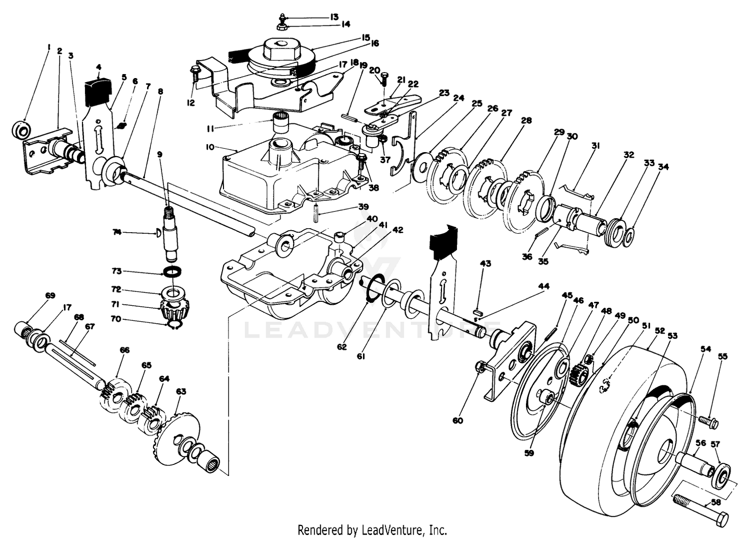 GEAR CASE ASSEMBLY (MODEL NO. 22621)