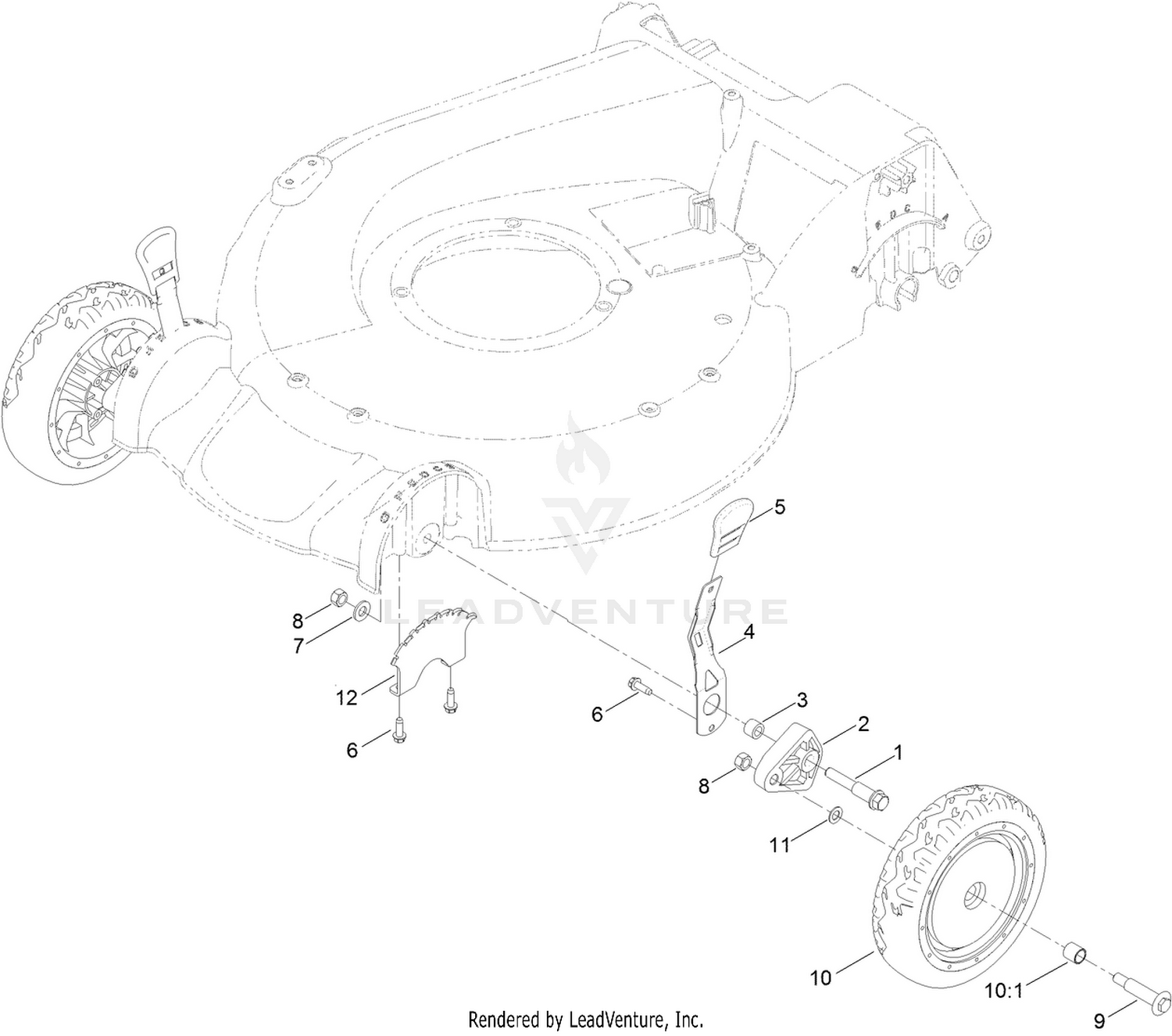 Front Wheel and Height-of-Cut Assembly