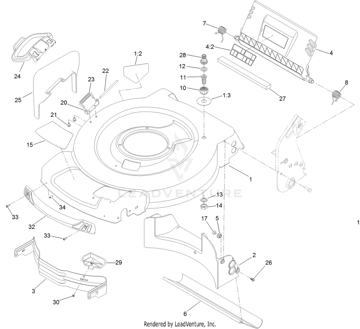 Deck, Side Chute and Rear Door Assembly
