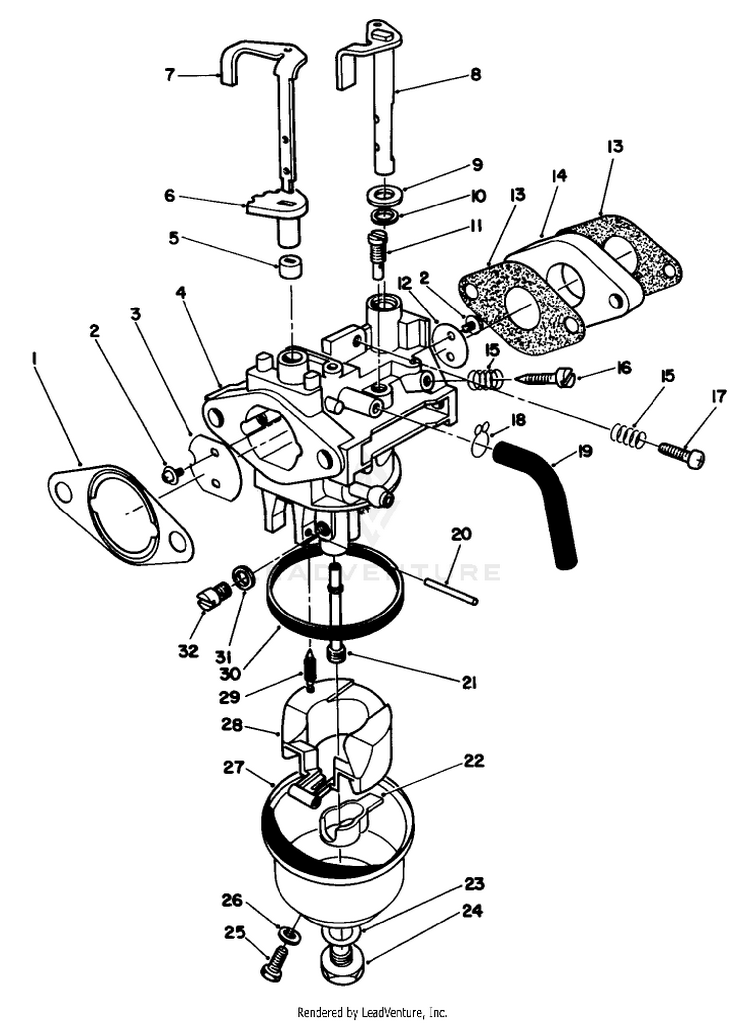 Carburetor Assembly (engine Model No. Vml0-4)