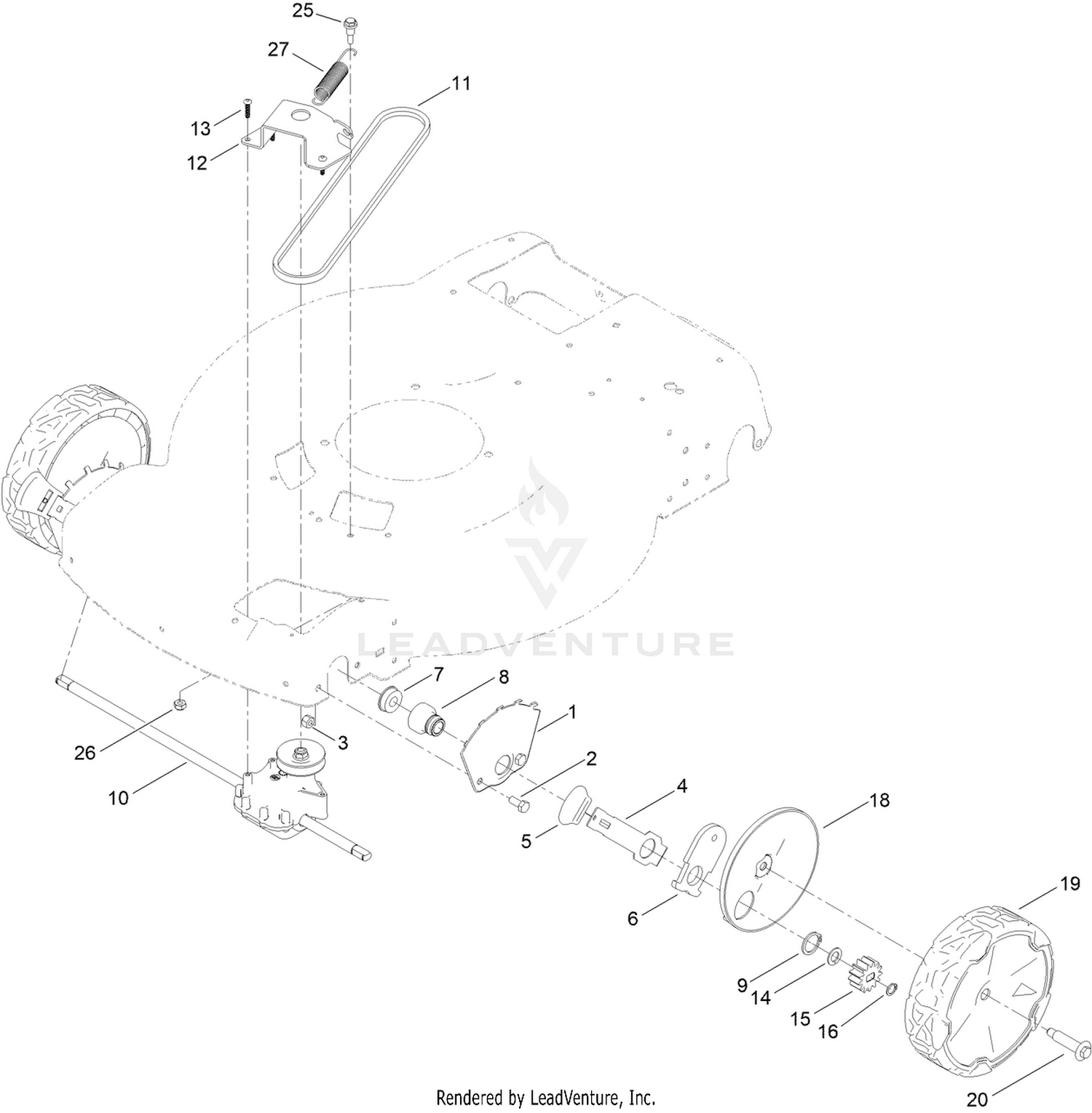 Front Wheel and Height-of-Cut Assembly