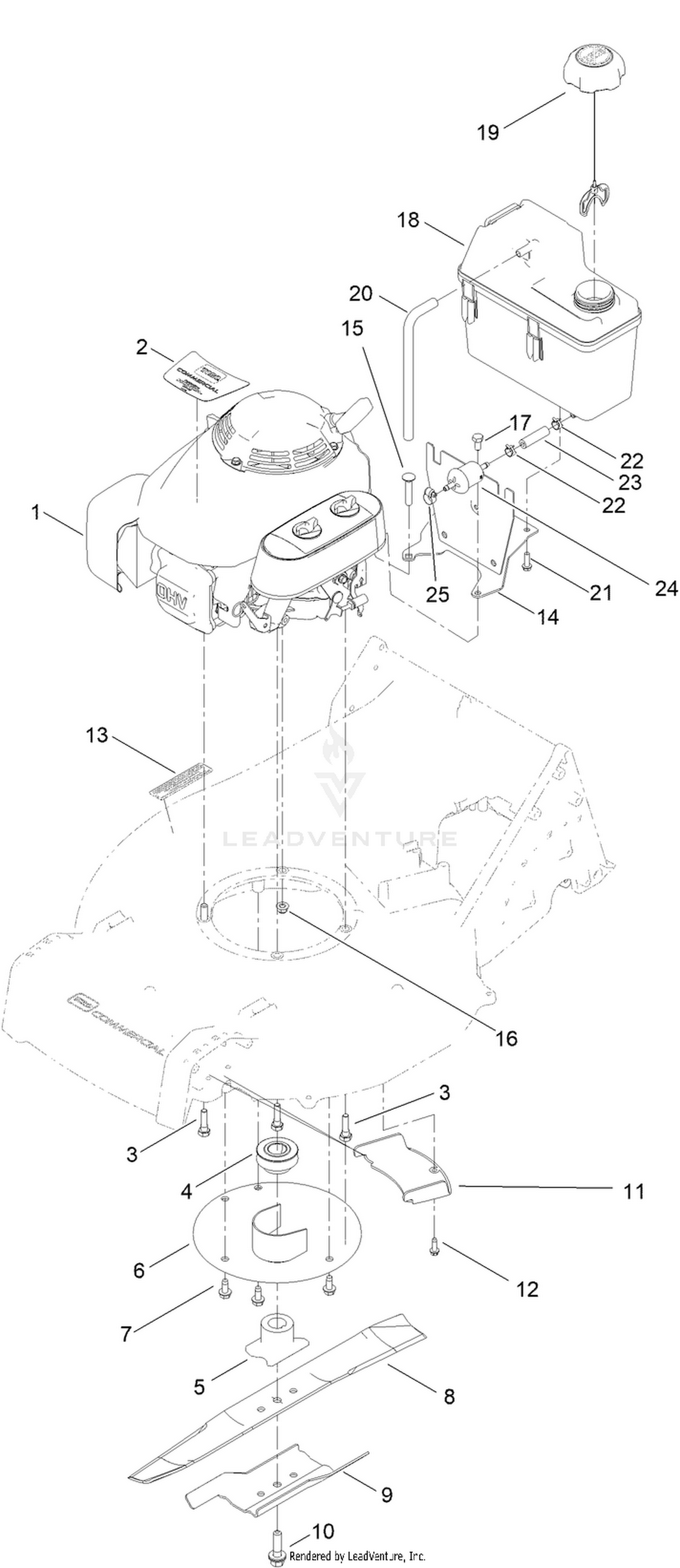 Engine, Fuel-Tank and Blade Assembly