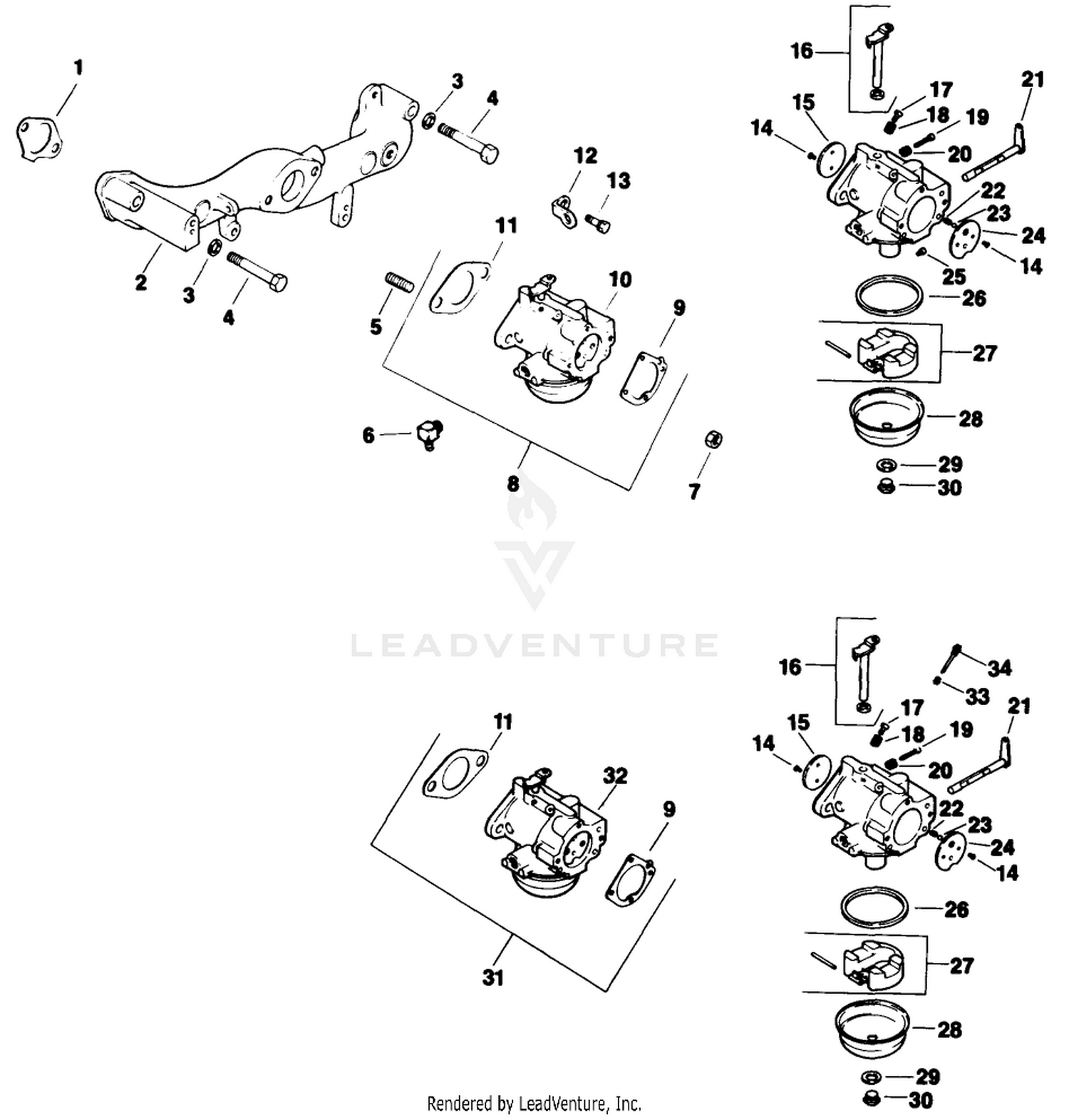 Carburetor-Engine Kohler Model No. Mv16s-Type 56519