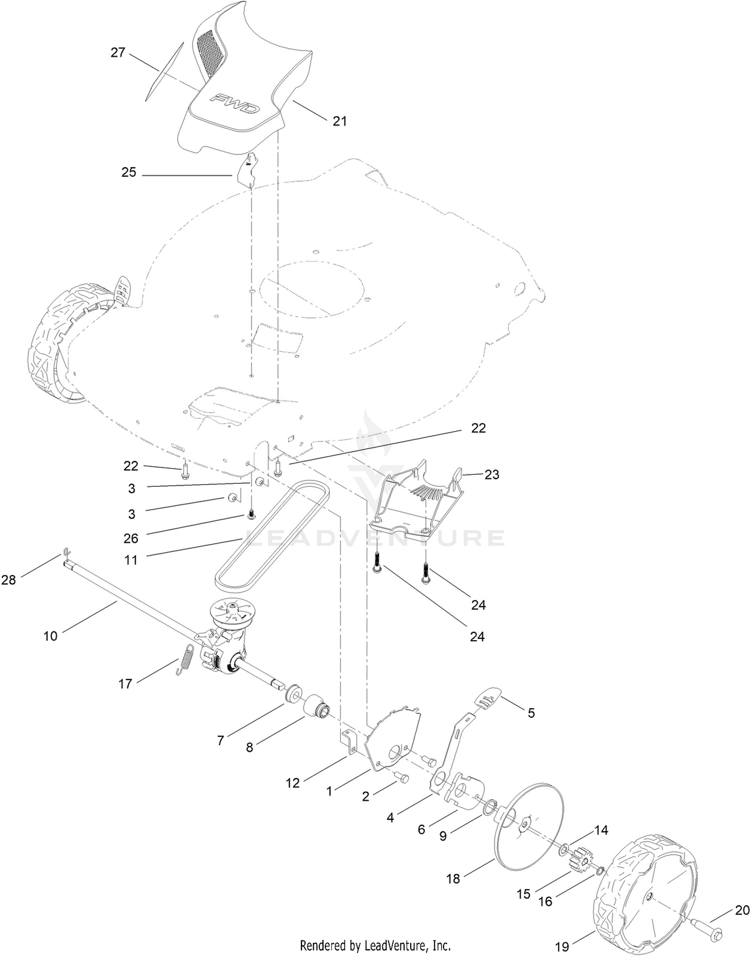 Front Wheel and Height-of-Cut Assembly