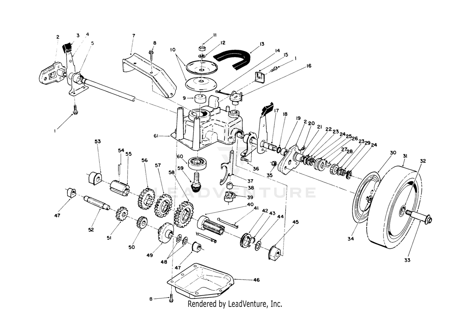 Gear Case Assembly (continued) (for Model 26620b-0900101 Thru 0900861, Model 26620bg-09000101 Thru 090121)
