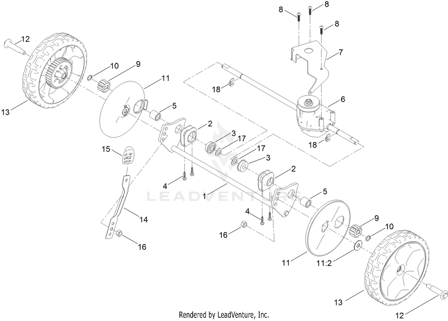 Rear Wheel and Height-of-Cut Assembly