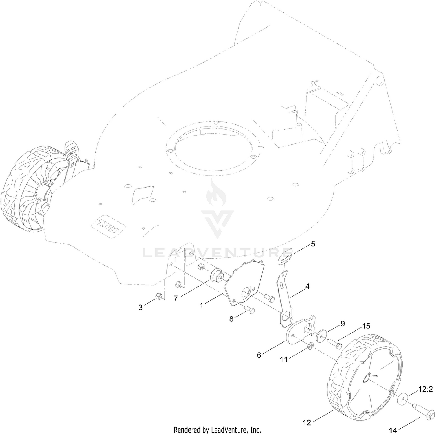 Front Wheel and Height-of-Cut Assembly