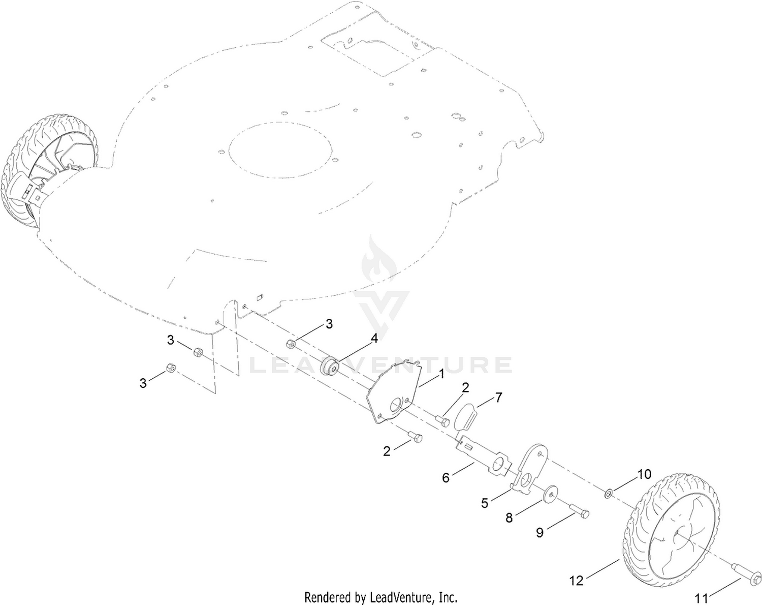 Front Wheel and Height-of-Cut Assembly