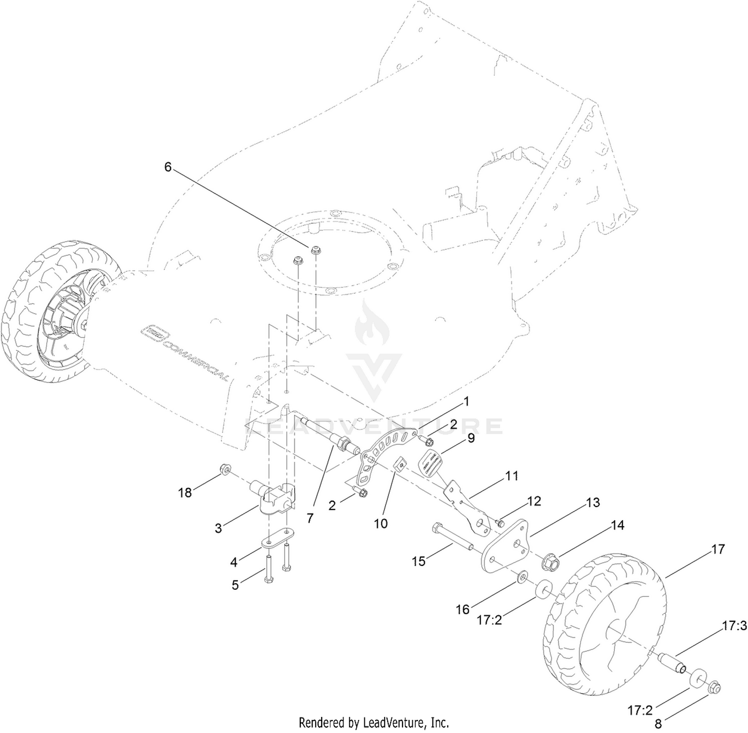 Front Wheel and Height-of-Cut Assembly
