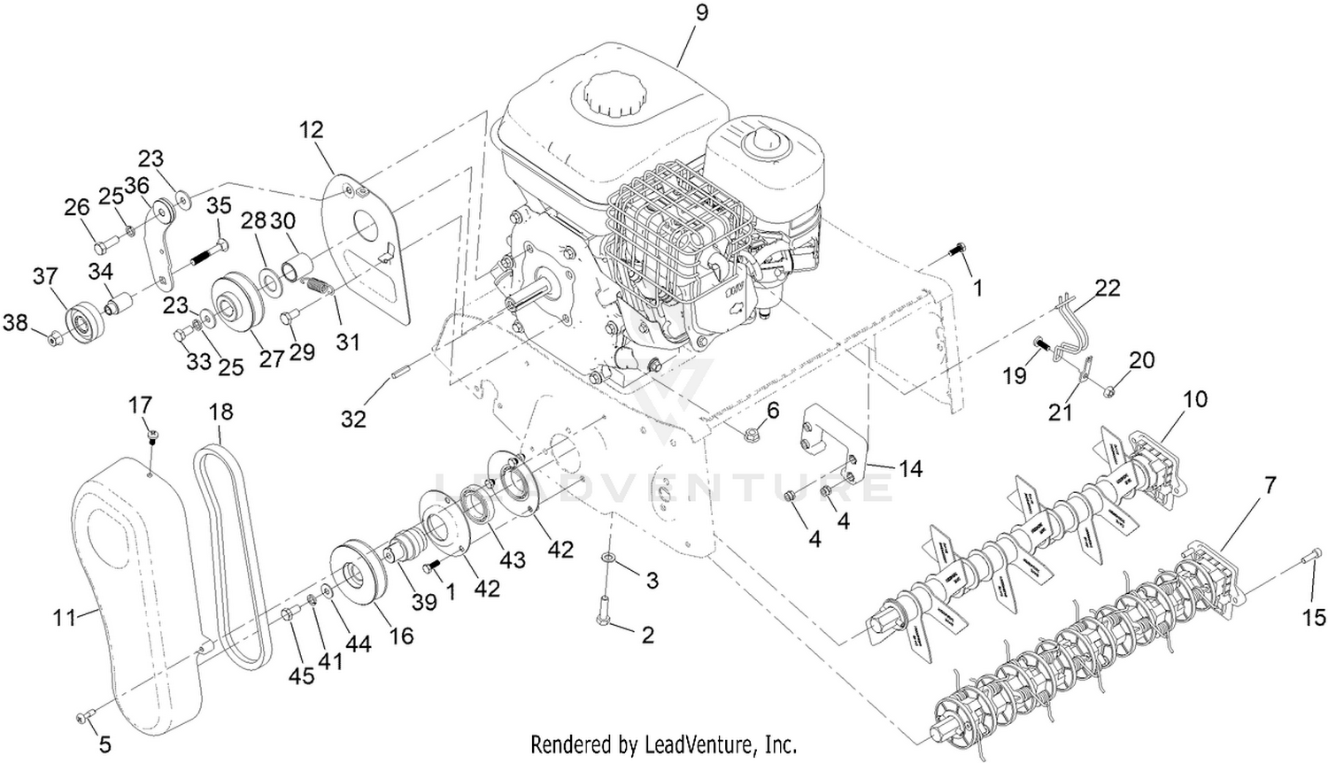 Engine and Pulley Assembly