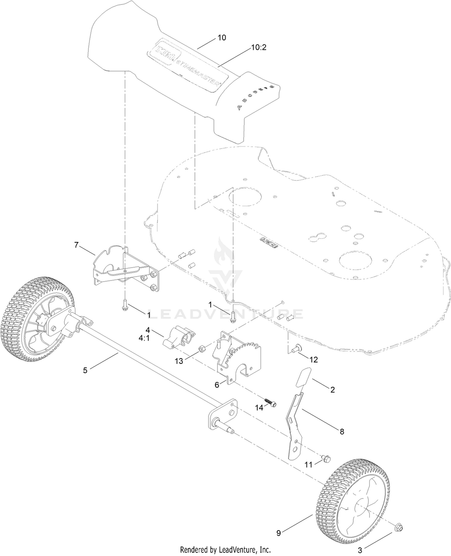 Front Wheel and Height-of-Cut Assembly