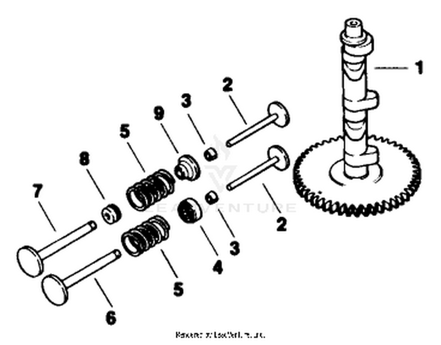Camshaft  Valves-Engine Kohler Model No. Mv16s-Type 56511