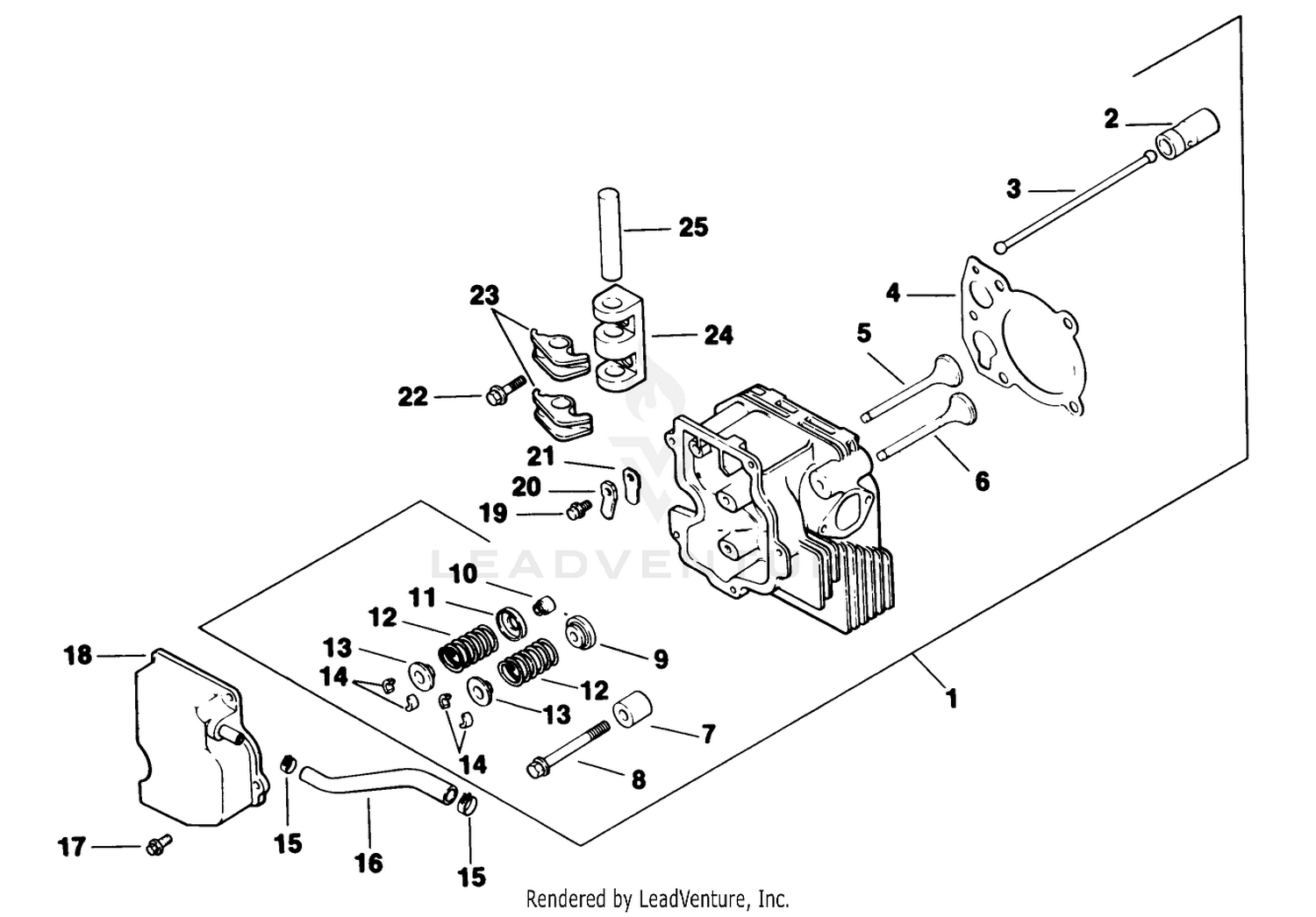 Cylinder Head/valve/breather-Engine Kohler Model No. Cv14 T-1412