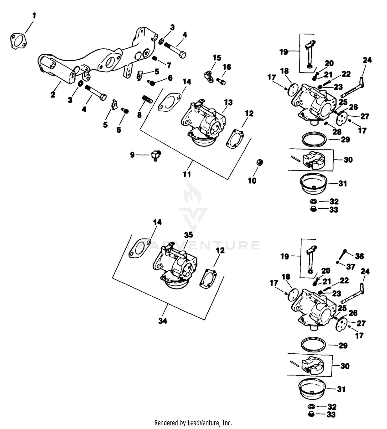 Carburetor-Engine Kohler Model No. Mv16s-Type 56511