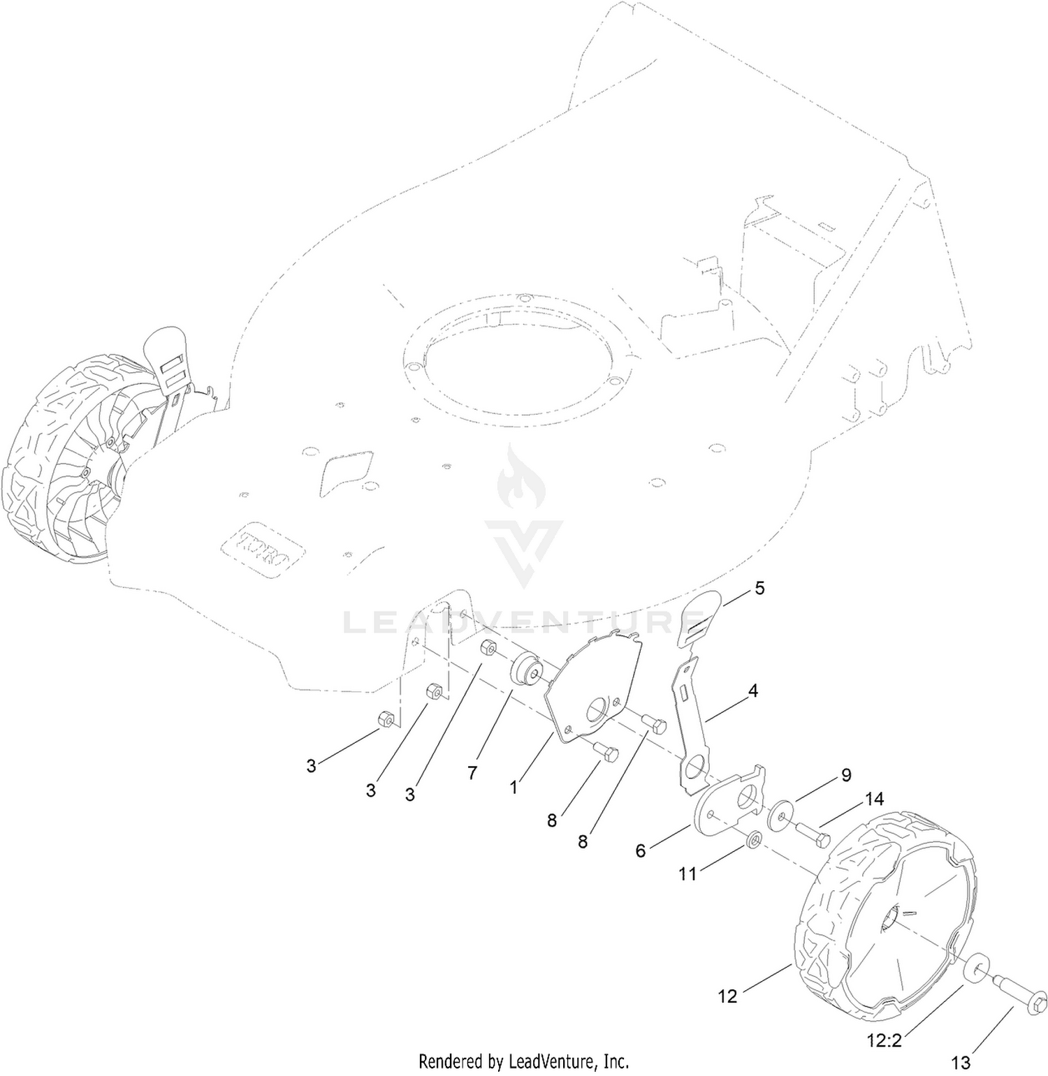 Front Wheel and Height-of-Cut Assembly