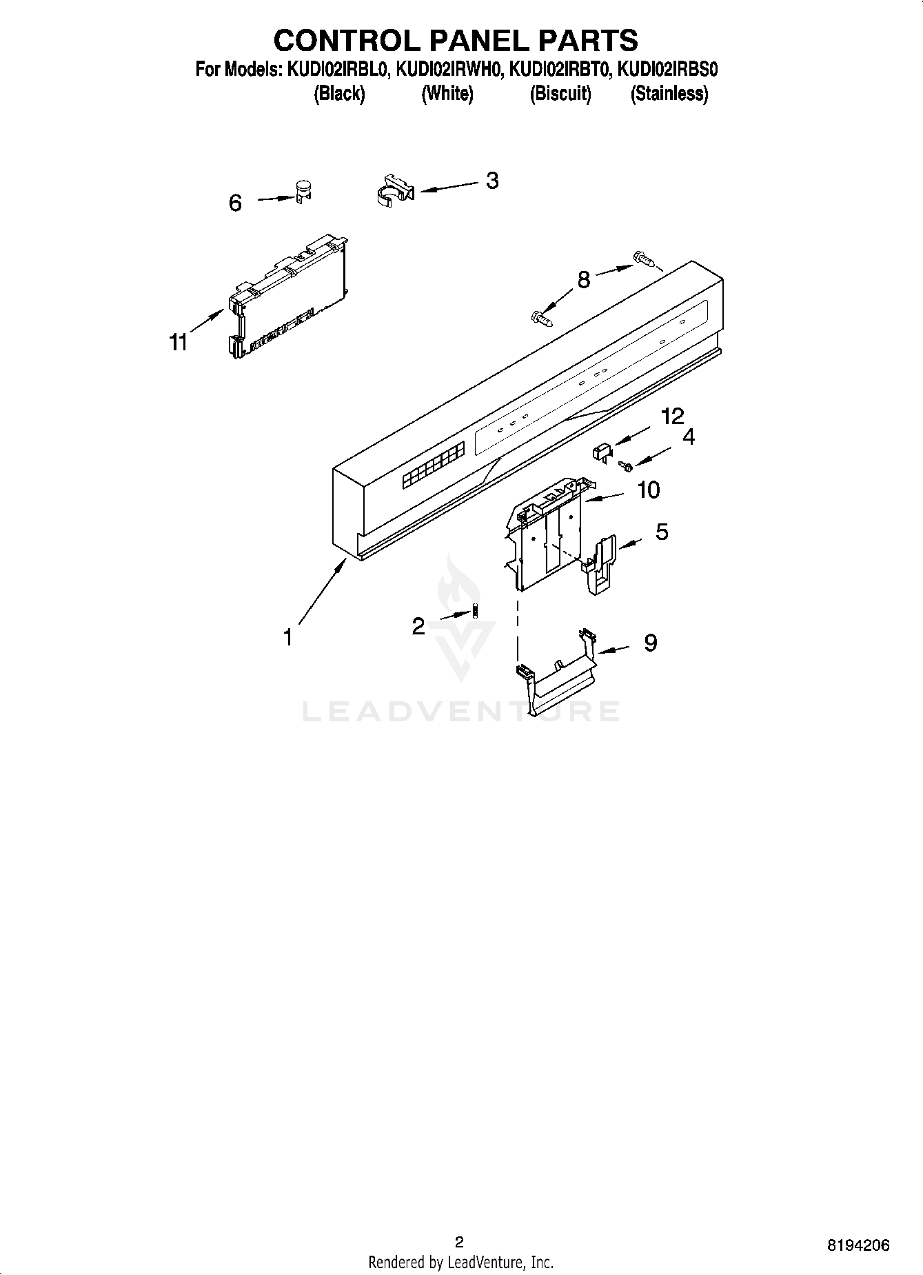 Kitchenaid Dishwasher Kudi02irwh0 Parts