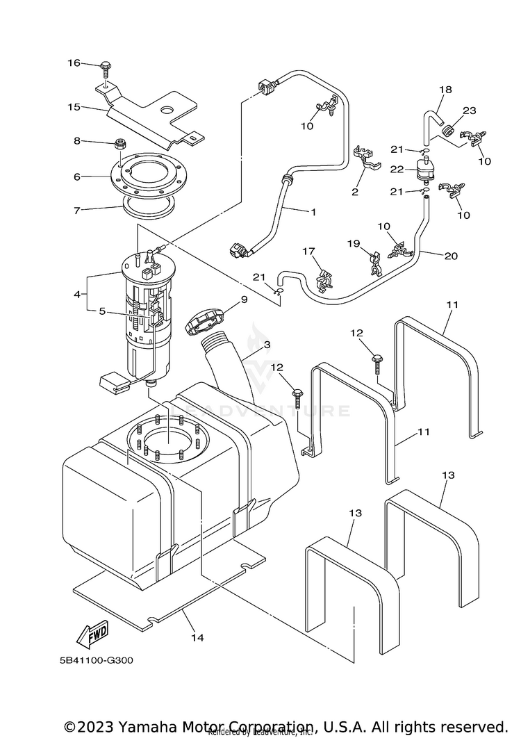 Fuel Tank RHINO 700 FI  SPECIA - YXR7FSEYB - 2009 Schematic