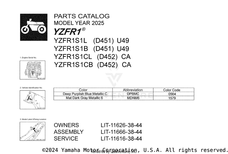 1 Title Page YZFR1 - YZFR1S1CB - 2025 Schematic