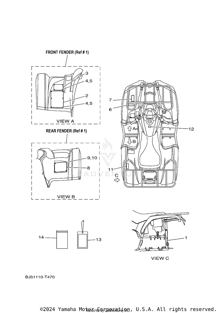 Emblem Label 1 KODIAK 450 4WD - YFM45KDXJG - 2018 Schematic