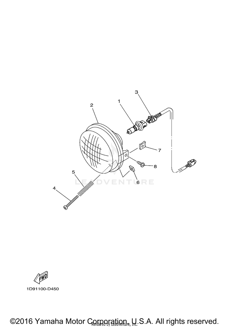 Headlight KODIAK 450 4WD - YFM45FAV - 2006 Schematic