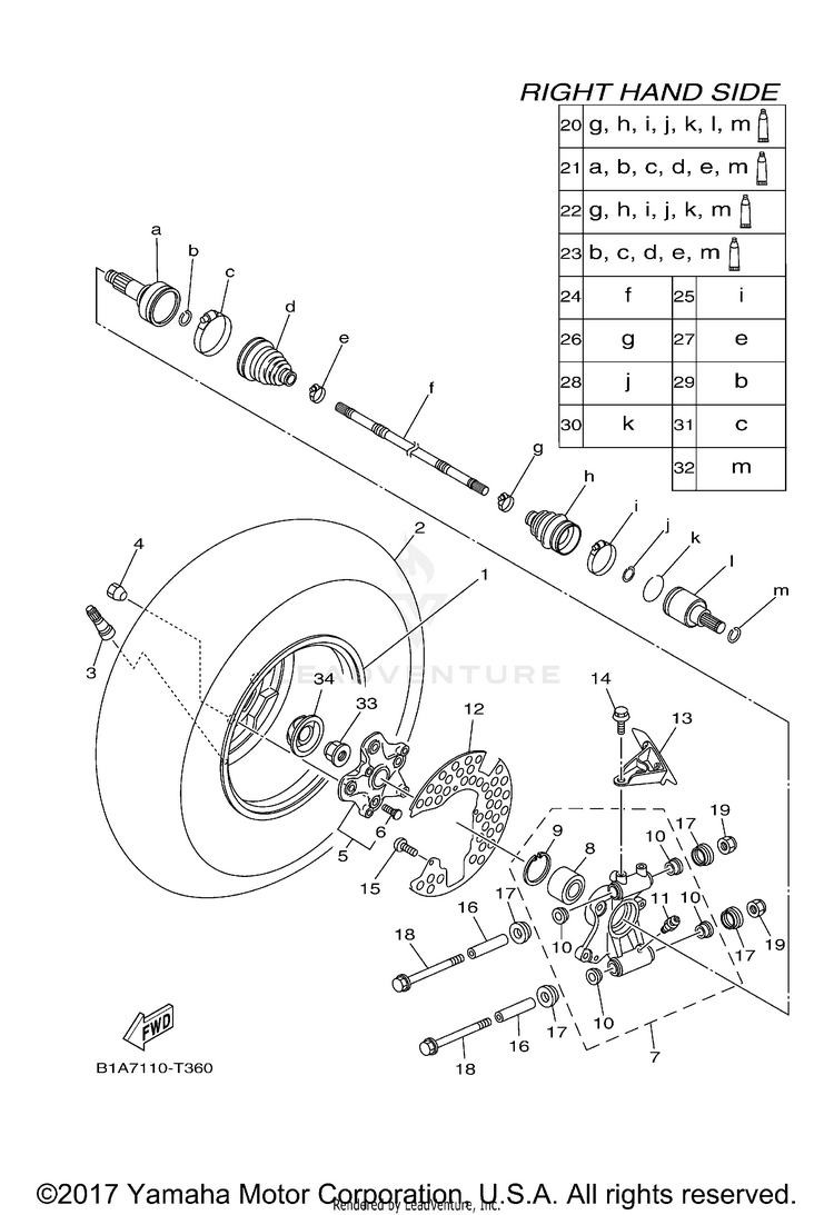 Rear Wheel 2 GRIZZLY EPS - YFM70GPXJD - 2018 Schematic