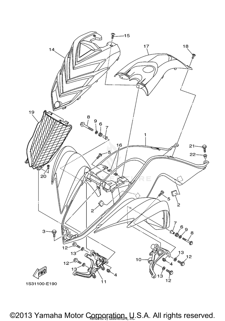 Front Fender RAPTOR 700 - YFM700RV - 2006 Schematic