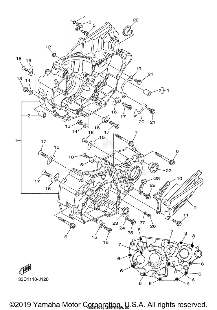 Crankcase YZ450FB - YZ450FBL - 2012 Schematic