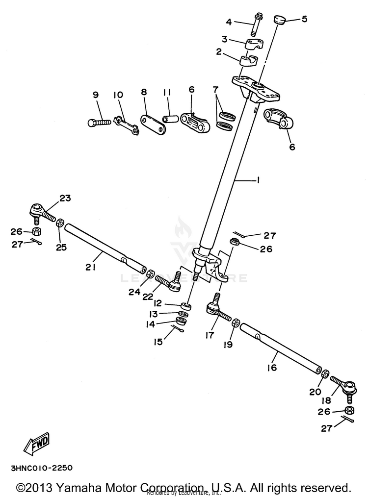 Steering BIG BEAR 4WD - YFM350FWH - 1996 Schematic