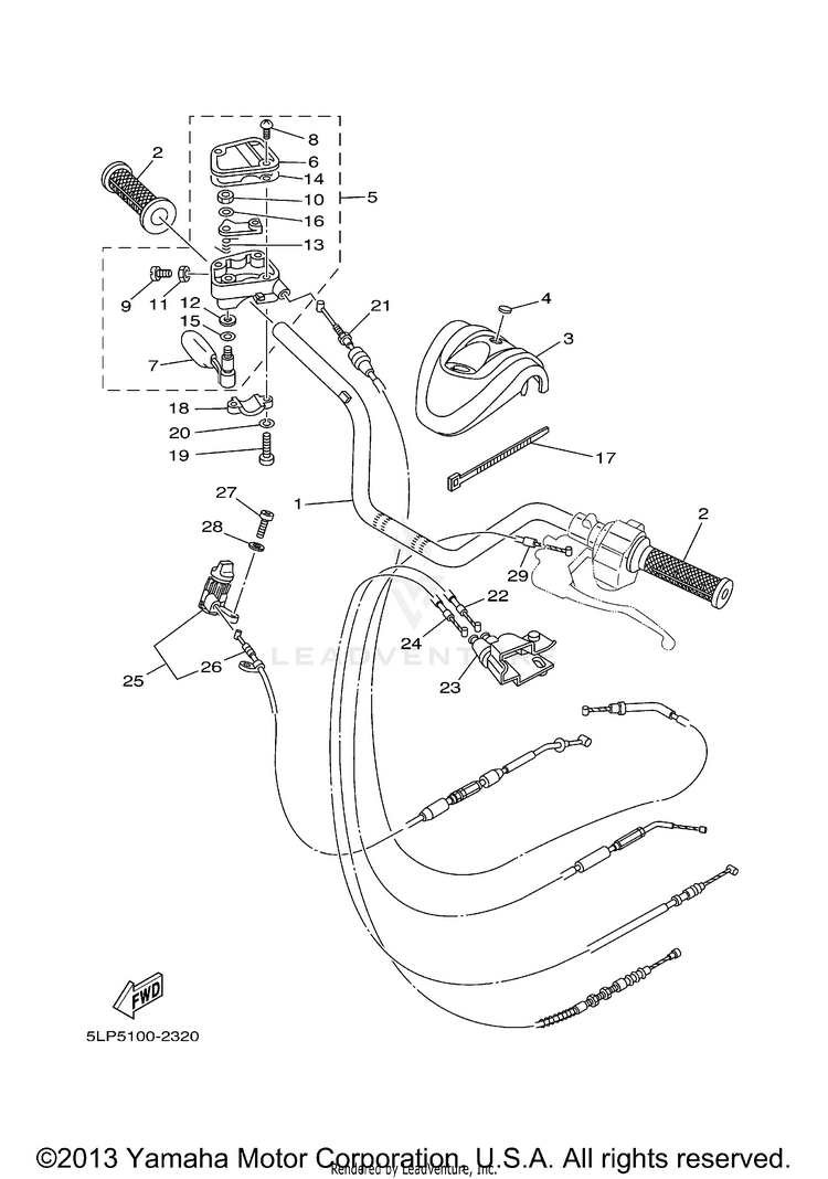 Steering Handle Cable RAPTOR  660R - YFM660RR - 2003 Schematic