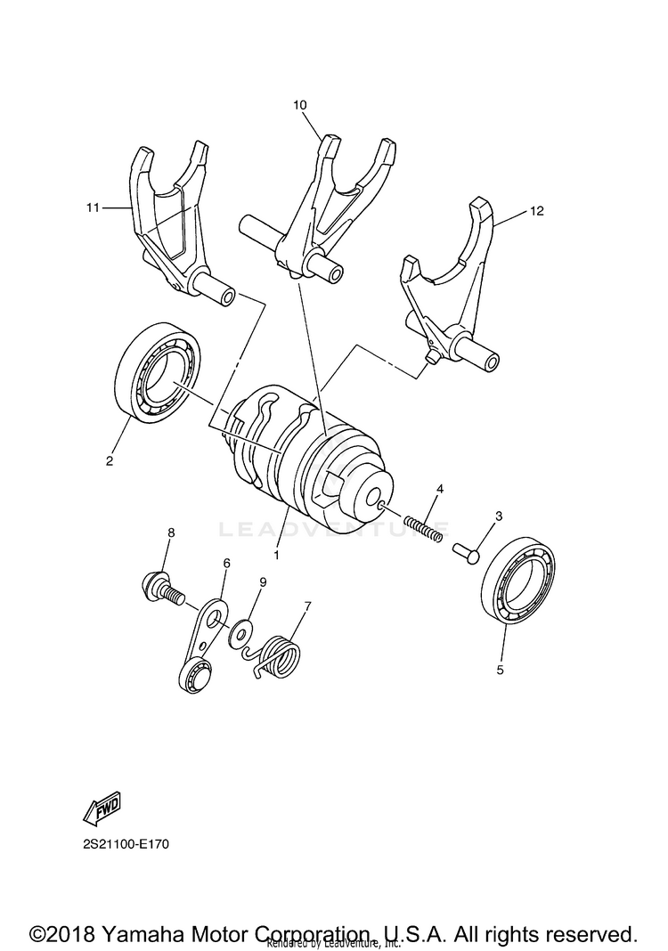 Shift Cam Fork YZ450F - YZ450FV - 2006 Schematic
