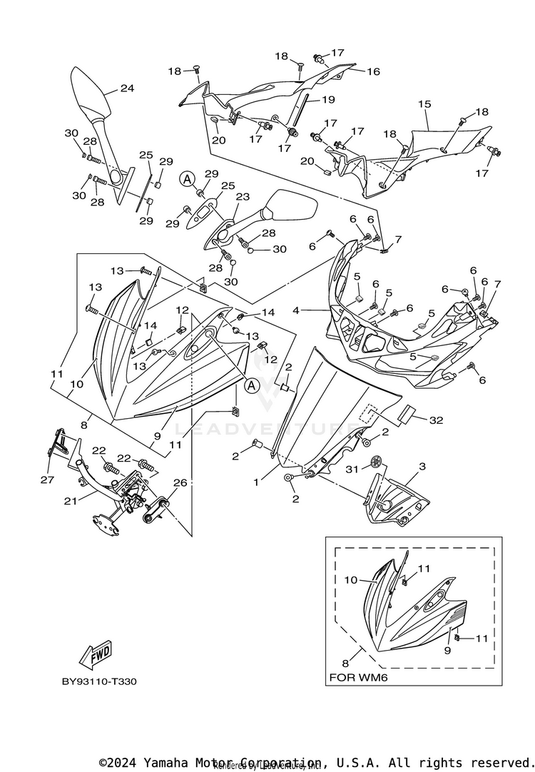 Windshield YZFR3 - YZFR3AJB - 2018 Schematic