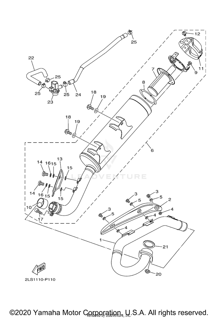 Exhaust RAPTOR 700R SE - YFM70RSSLM - 2020 Schematic