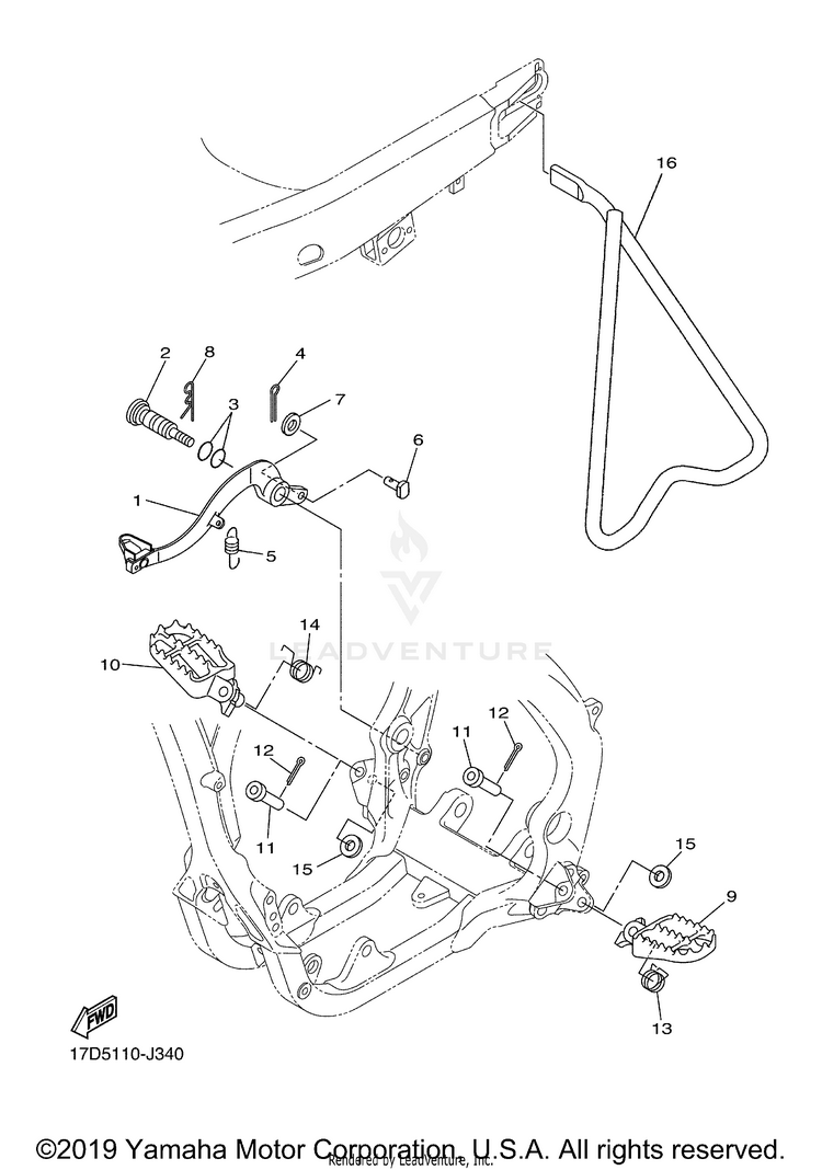 Stand Footrest YZ250F - YZ250FAB - 2011 Schematic