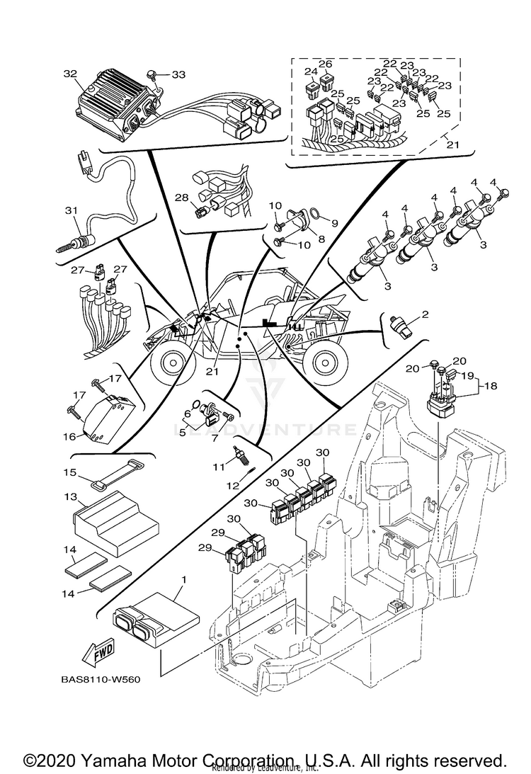 Electrical 1 YXZ1000R SS SE CAL - YXZ10YCCMW - 2021 Schematic