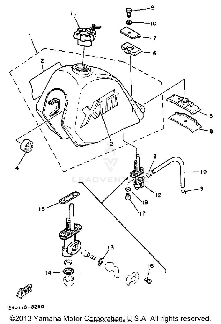 Fuel Tank (Non-California Model) Schematic